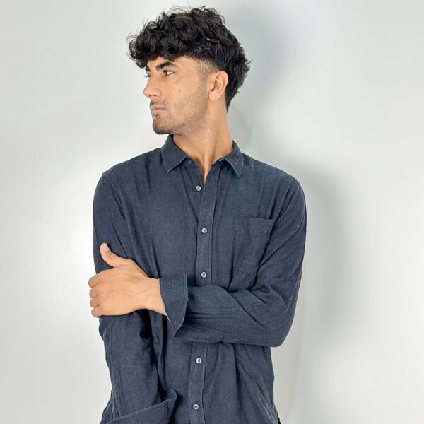 Vince. Black Double Face Layer Button Down Large Shirt - Image 4