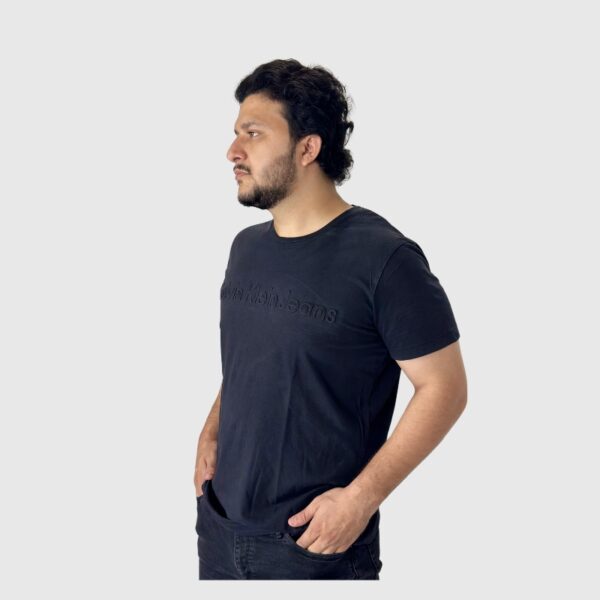 CK Logo Embossed Black Large T-Shirt - Image 3