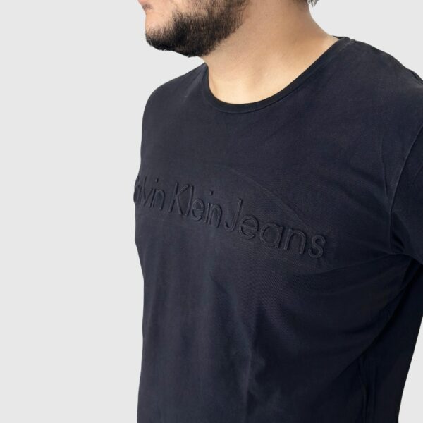 CK Logo Embossed Black Large T-Shirt - Image 2