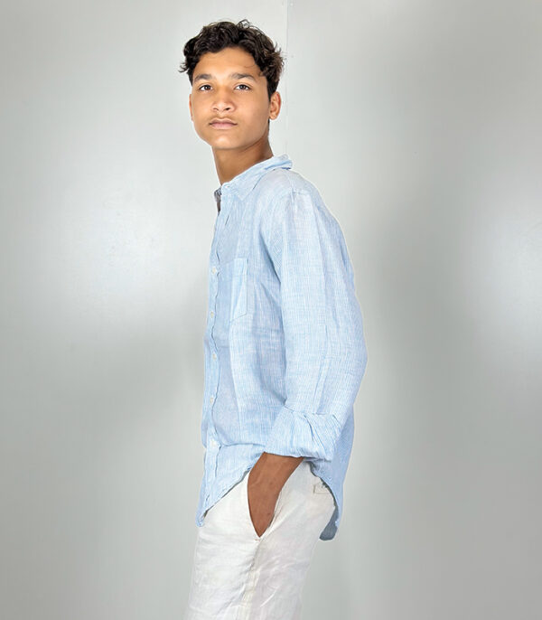 Gap Blue White Pinstripe Causal Dress Long Sleeve Small Shirt - Image 3