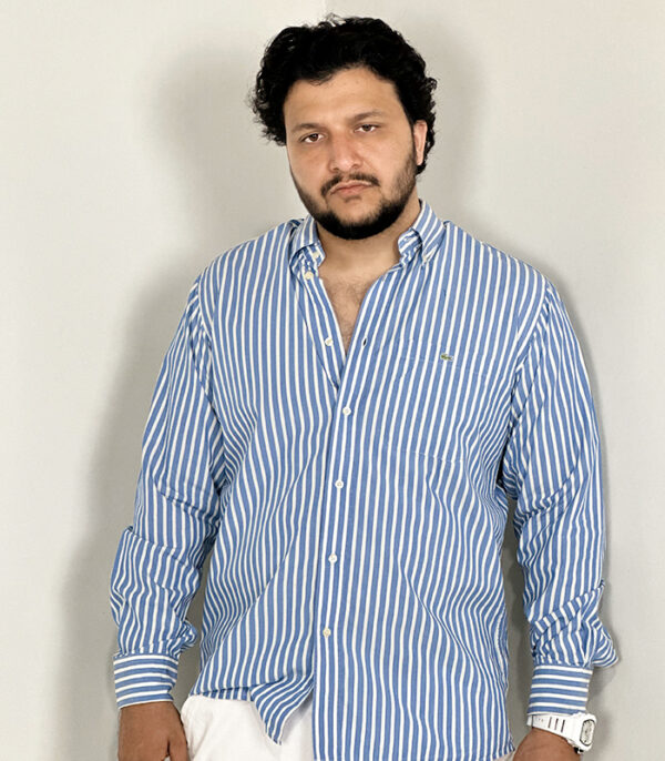 Lacoste Men's Full Sleeve Button-Up Blue & White Strip XL Shirt - Image 4