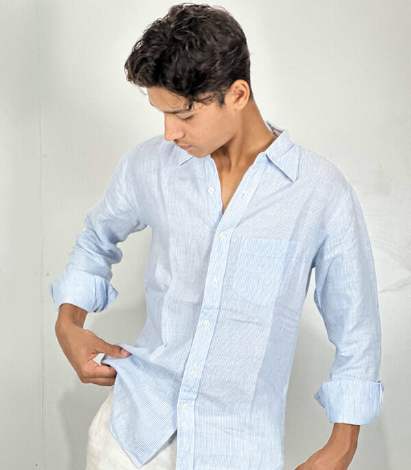 Gap Blue White Pinstripe Causal Dress Long Sleeve Small Shirt