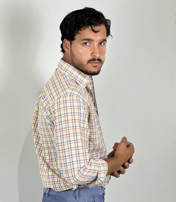 Tommy Hilfiger Blue Yellow Casual Button-Down Large Shirt - Image 3