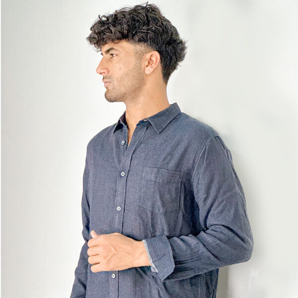 Vince. Black Double Face Layer Button Down Large Shirt - Image 3