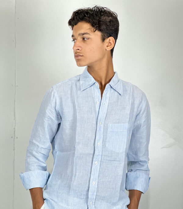 Gap Blue White Pinstripe Causal Dress Long Sleeve Small Shirt - Image 2
