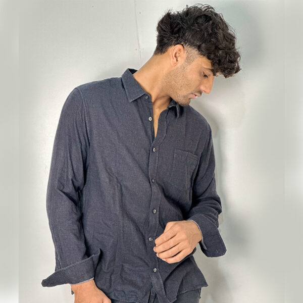 Vince. Black Double Face Layer Button Down Large Shirt