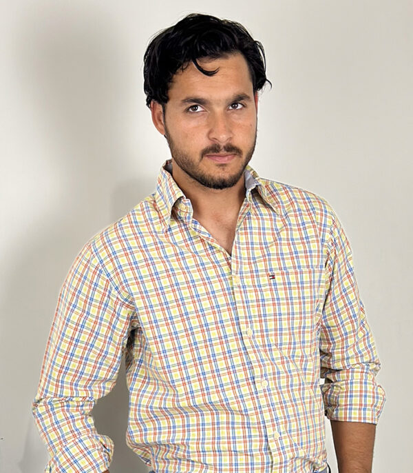 Tommy Hilfiger Blue Yellow Casual Button-Down Large Shirt - Image 2