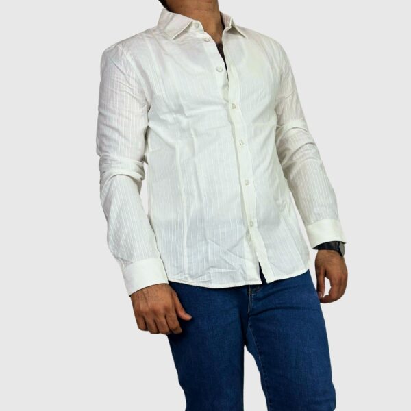 Armani Exchange Business Leisure Mens Strips White Large Shirt - Image 3